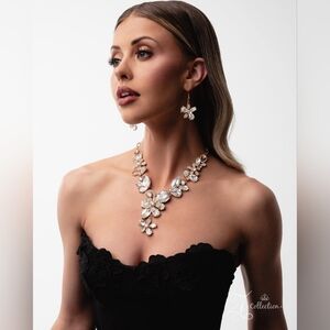 Gold and Silver Floral Necklace Set